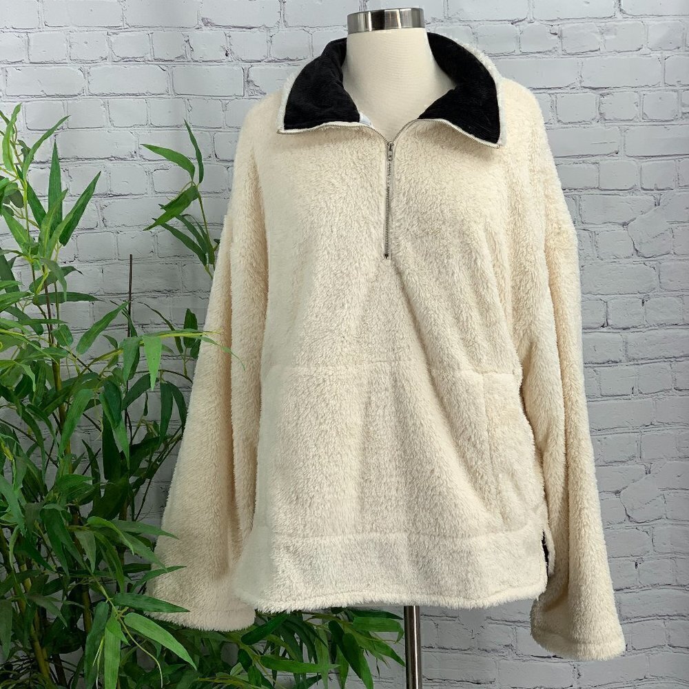 Umgee Cream Sherpa Oversized Fully Lined Pullover